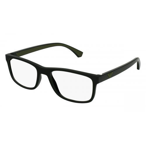 Emporio Armani EA3147 Herren-Brille inkl. Gläser Vollrand Rechteckig Kunststoff-Gestell 55mm/18mm/142mm, schwarz