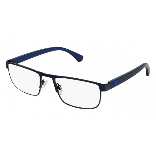 Emporio Armani EA1086 Herren-Brille inkl. Gläser Vollrand Eckig Metall-Gestell 53mm/19mm/142mm, blau