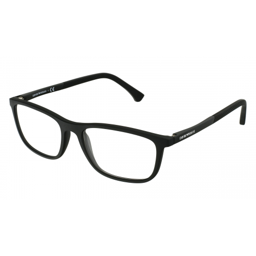 Emporio Armani EA3069 Herren-Brille inkl. Gläser Vollrand Rechteckig Kunststoff-Gestell 53mm/17mm/140mm, schwarz