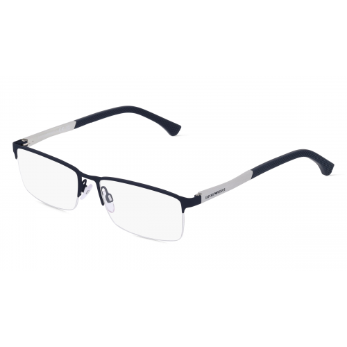 Emporio Armani EA1041 Herren-Brille inkl. Gläser Nylor Eckig Metall-Gestell 57mm/17mm/140mm, blau