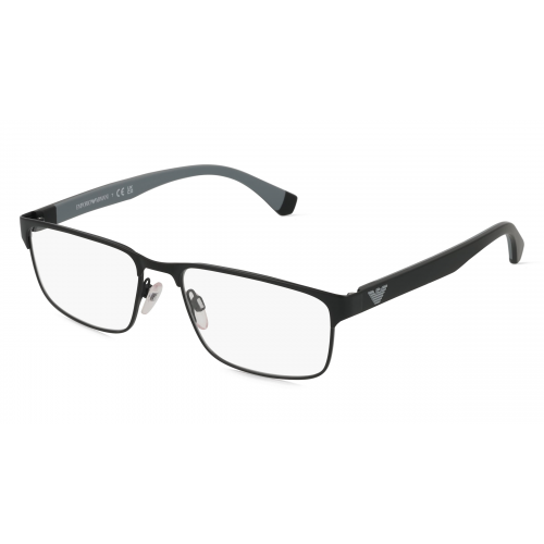 Emporio Armani EA1105 Herren-Brille inkl. Gläser Vollrand Eckig Metall-Gestell 54mm/17mm/145mm, schwarz