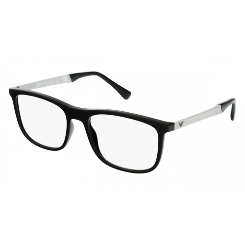 Emporio Armani EA3170 Herren-Brille inkl. Gläser Vollrand Eckig Kunststoff-Gestell 55mm/18mm/145mm, schwarz