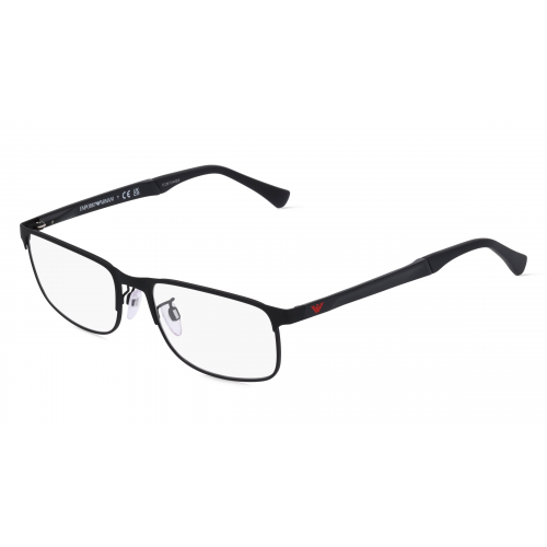 Emporio Armani EA1112 Herren-Brille inkl. Gläser Nylor Eckig Metall-Gestell 56mm/18mm/145mm, schwarz