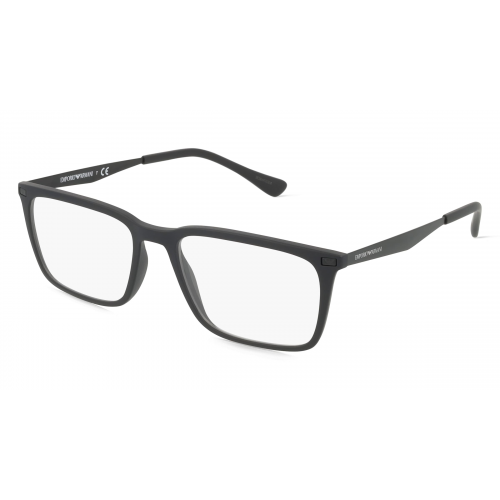 Emporio Armani EA3169 Herren-Brille inkl. Gläser Vollrand Rechteckig Kunststoff-Gestell 55mm/17mm/150mm, schwarz