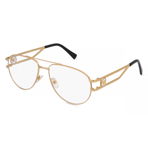 Versace VE1269 Herren-Brille inkl. Gläser Vollrand Pilot Metall-Gestell 57mm/16mm/140mm, gold