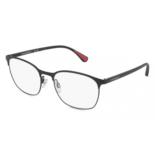 Emporio Armani EA1114 Herren-Brille inkl. Gläser Vollrand Eckig Metall-Gestell 54mm/19mm/145mm, schwarz