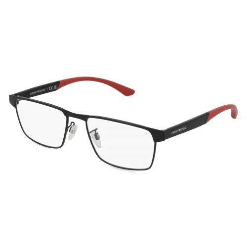 Emporio Armani EA1124 Herren-Brille inkl. Gläser Vollrand Rechteckig Metall-Gestell 55mm/18mm/145mm, schwarz