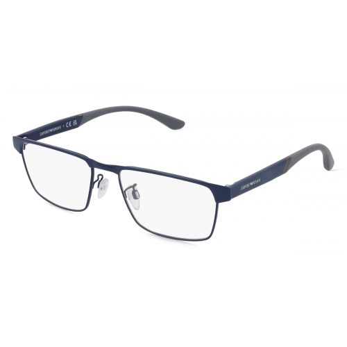 Emporio Armani EA1124 Herren-Brille inkl. Gläser Vollrand Rechteckig Metall-Gestell 55mm/18mm/145mm, blau