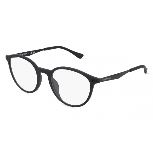 Emporio Armani EA3188U Herren-Brille inkl. Gläser Vollrand Rund Kunststoff-Gestell 51mm/20mm/150mm, schwarz