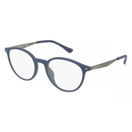 Emporio Armani EA3188U Herren-Brille inkl. Gläser Vollrand Rund Kunststoff-Gestell 51mm/20mm/150mm, blau