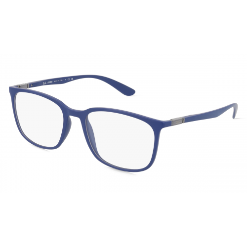 Ray-Ban RX7199 Unisex-Brille inkl. Gläser Vollrand Eckig Kunststoff-Gestell 52mm/18mm/145mm, blau