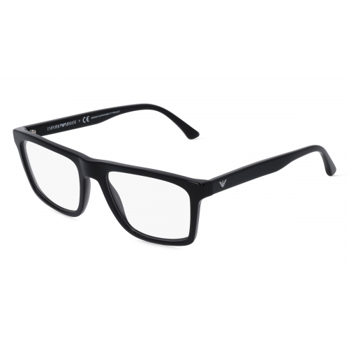 Emporio Armani EA3185 Herren-Brille inkl. Gläser Vollrand Eckig Acetat-Gestell 54mm/19mm/145mm, schwarz