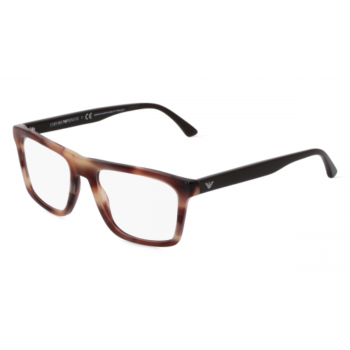 Emporio Armani EA3185 Herren-Brille inkl. Gläser Vollrand Eckig Acetat-Gestell 54mm/19mm/145mm, braun