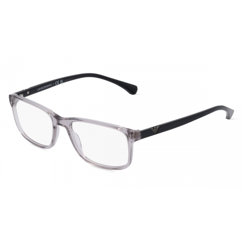 Emporio Armani EA3098 Herren-Brille inkl. Gläser Vollrand Eckig Acetat-Gestell 53mm/18mm/140mm, grau