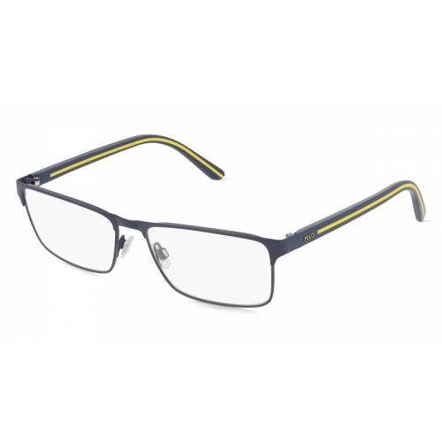 Polo Ralph Lauren PH1207 Herren-Brille inkl. Gläser Vollrand Rechteckig Metall-Gestell 56mm/16mm/145mm, blau