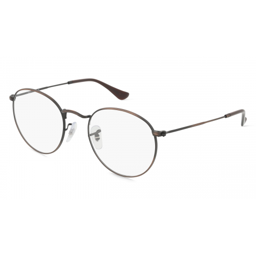 Ray-Ban RX3447V Unisex-Brille inkl. Gläser Vollrand Panto Metall-Gestell 50mm/21mm/145mm, braun