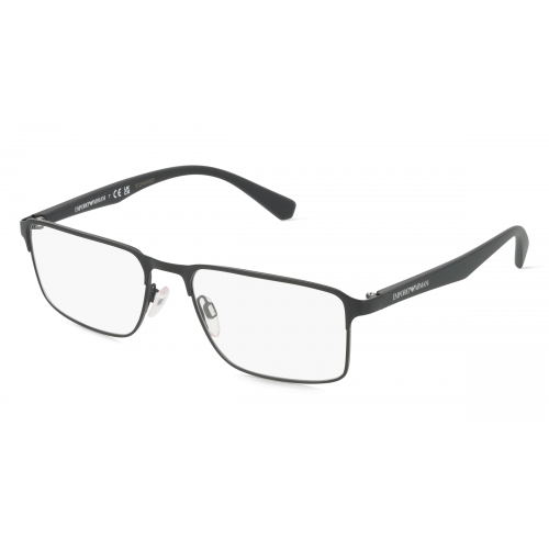 Emporio Armani EA1046 Herren-Brille inkl. Gläser Vollrand Eckig Metall-Gestell 53mm/17mm/140mm, schwarz