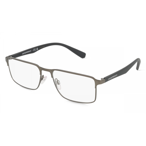 Emporio Armani EA1046 Herren-Brille inkl. Gläser Vollrand Eckig Metall-Gestell 55mm/17mm/145mm, grau