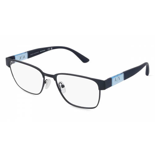 Armani Exchange AX1052 Herren-Brille inkl. Gläser Vollrand Rechteckig Metall-Gestell 55mm/17mm/145mm, blau