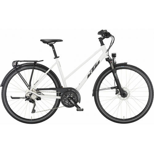 KTM VENETO LIGHT DISC, 30 Gang Kettenschaltung, Damenfahrrad, Trapez, Modell 2024, 28 Zoll 46 cm white matt (black+red)