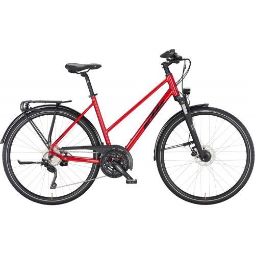 KTM VENETO DISC, 30 Gang Kettenschaltung, Damenfahrrad, Trapez, Modell 2024, 28 Zoll 51 cm brite red (black)