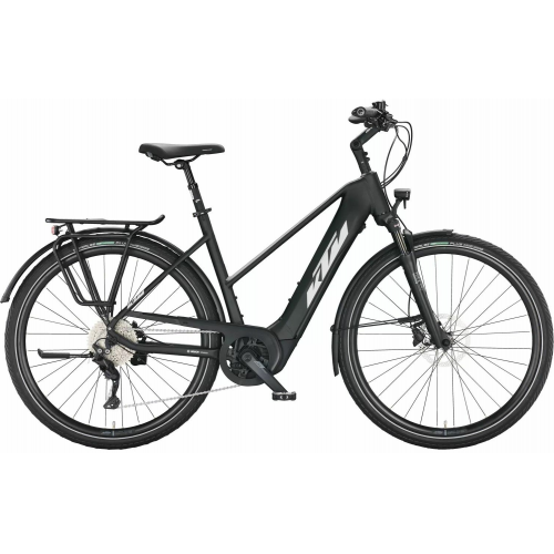 KTM MACINA TOUR CX 510 (500 Wh), 10 Gang Kette, Damenfahrrad, Trapez, Modell 2022/2023, 28 Zoll 51 cm black matt (silver+orange)