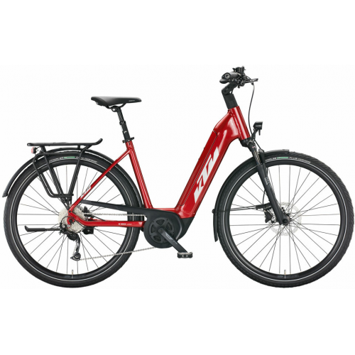 KTM MACINA TOUR P510 (500 Wh), 9 Gang Kette, Damenfahrrad, Deep, Modell 2022/2023, 28 Zoll 56 cm chrome red (silver+black)