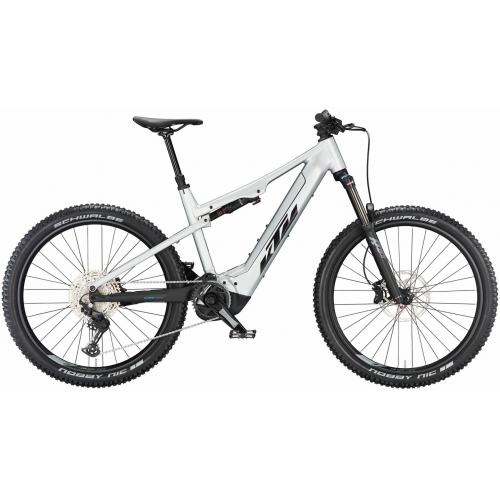 KTM MACINA LYCAN 772 (750 Wh), 11 Gang Kettenschaltung, Herrenfahrrad, Diamant, Modell 2023, 27,5 Zoll 40 cm starlight silver (black+blue)