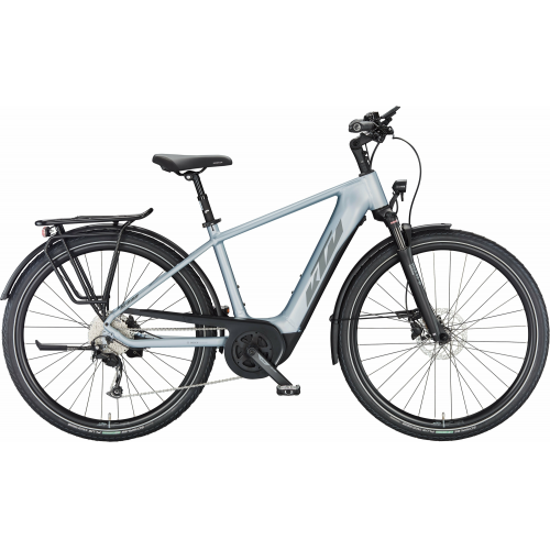 KTM MACINA TOUR P510 (500 Wh), 9 Gang Kettenschaltung, Herrenfahrrad, Diamant, Modell 2024, 28 Zoll 60 cm azzurro silver matt (grey+blue)