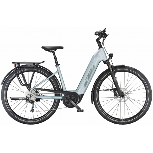 KTM MACINA TOUR P510 (500 Wh), 9 Gang Kettenschaltung, Damenfahrrad, Deep, Modell 2024, 28 Zoll 43 cm azzurro silver matt (grey+blue)