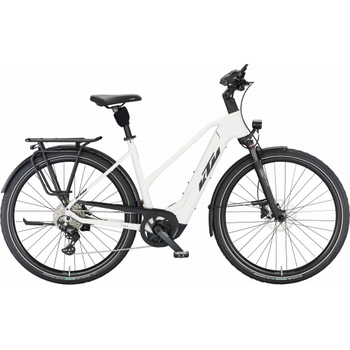 KTM CENTO 10 (625 Wh), 10 Gang Kettenschaltung, Damenfahrrad, Trapez, Modell 2024, 28 Zoll 51 cm white matt (black+red)