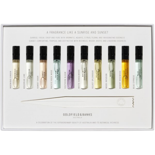 Goldfield & Banks Discovery Set = 10 x 2 ml W.Sandalw.+P.Rock Moss+Bl.Cypress+Wood Inf.+Desert Rosew.+S.Bloom+Velvet Spl.+Boh.Lime+SilkyW.+I.Lush+I.Ginger 10 Artikel im Set