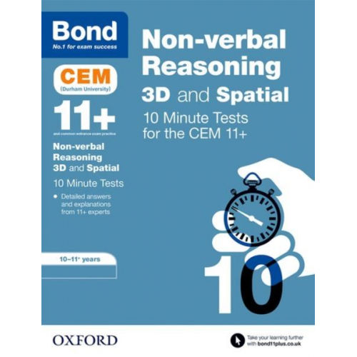 Bond 11 Lynn Adams - Bond 11+: CEM 3D Non-Verbal Reasoning 10 Minute Tests: Ready for the 2024 exam