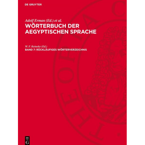 Wörterbuch der aegyptischen Sprache, Band 7, Rückläufiges Wörterverzeichnis