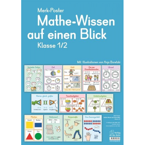 Redaktionsteam Verlag an der Ruhr - Merk-Poster Mathe-Wissen auf einen Blick Klasse 1/2