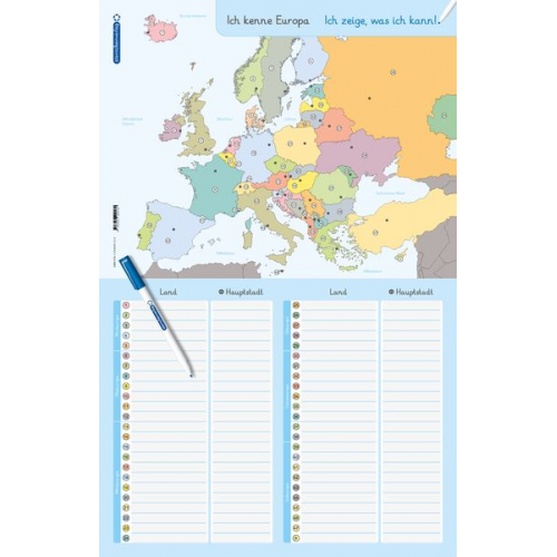 Sternchenverlag GmbH Katrin Langhans - Ich kenne Europa - Länder und Hauptstädte - Lerntafel mit Stift