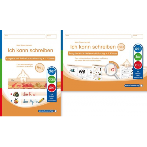 Sternchenverlag GmbH Katrin Langhans - Ich kann schreiben Teil 1 und 2 im Set - Ausgabe mit Artikelkennzeichnung (DaZ) - Schülerarbeitshefte für die 1. Klasse