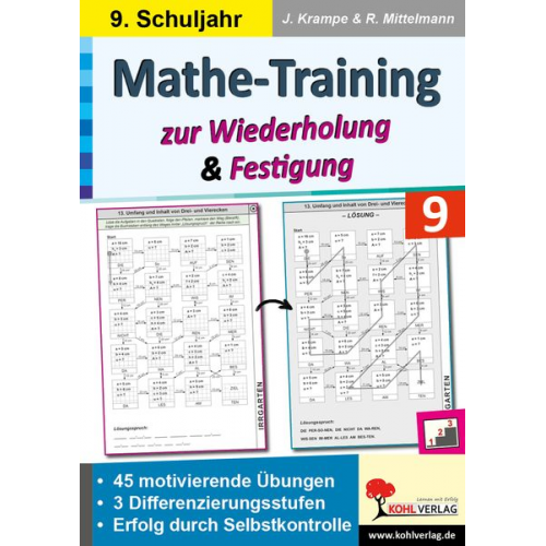 Jörg Krampe Rolf Mittelmann - Mathe-Training zur Wiederholung und Festigung / Klasse 9