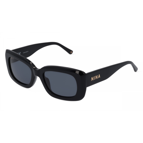 Nina Ricci NRISNR262 Damen-Sonnenbrille Vollrand Eckig Kunststoff-Gestell, schwarz