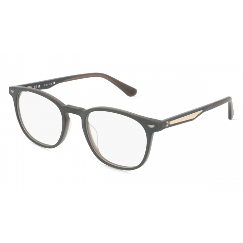 Police POIVPLF02 Herren-Brille inkl. Gläser Vollrand Panto Kunststoff-Gestell 50mm/20mm/145mm, grau