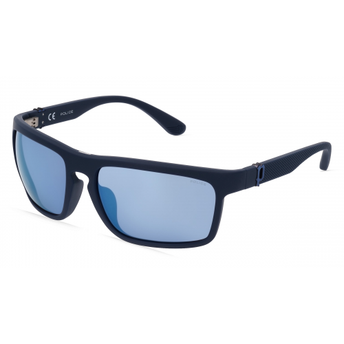 Police POISPLF63 Herren-Sonnenbrille Vollrand Eckig Kunststoff-Gestell, blau