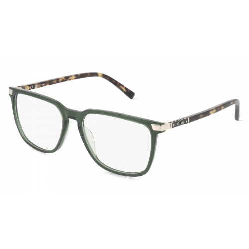 Sting STGVST449 Unisex-Brille inkl. Gläser Vollrand Eckig Kunststoff-Gestell 54mm/16mm/145mm, grün