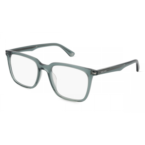 Police POIVPLG73 Herren-Brille inkl. Gläser Vollrand Eckig Kunststoff-Gestell 53mm/19mm/145mm, grün