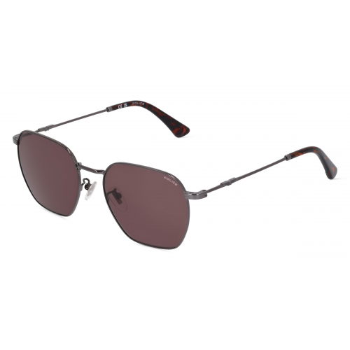 Police POISPLL06 Herren-Sonnenbrille Vollrand Achteckig Metall-Gestell, silber