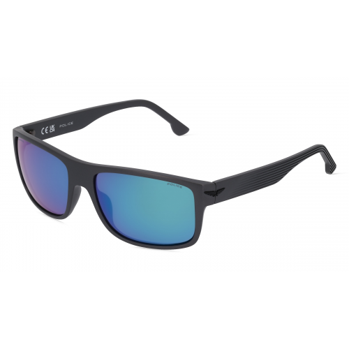 Police POISPLB39V Herren-Sonnenbrille Vollrand Eckig Acetat-Gestell, grau