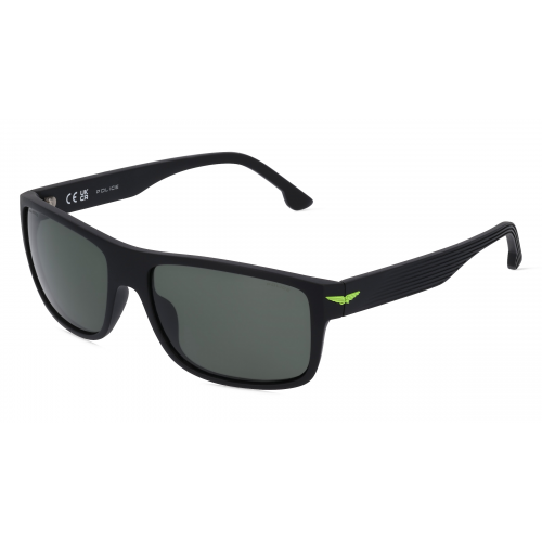 Police POISPLB39V Herren-Sonnenbrille Vollrand Eckig Acetat-Gestell, schwarz