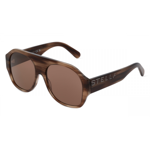 Stella McCartney SC40054I Damen-Sonnenbrille Vollrand Pilot Bio-Acetat-Gestell, braun