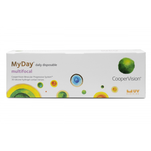 CooperVision MyDay multifocal (30er Packung) Tageslinsen (0.5 dpt, Addition Low (0,75 - 1,25) & BC 8.4) mit UV-Schutz