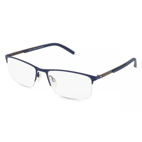 Tommy Hilfiger Eyewear TH 1692 Herren-Brille inkl. Gläser Halbrand Eckig Metall-Gestell 57mm/18mm/145mm, blau