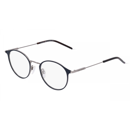 Tommy Hilfiger TH1771 Unisex-Brille inkl. Gläser Vollrand Panto Metall-Gestell 49mm/21mm/145mm, Blau